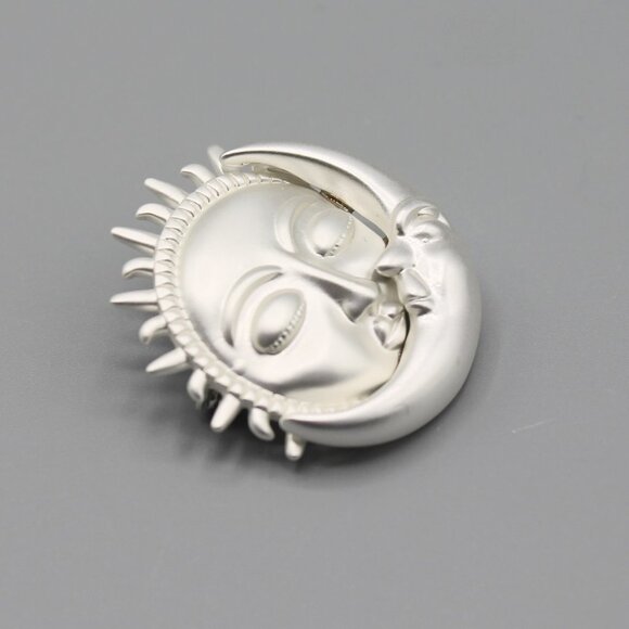 Sun moon jewelry pin brooch sky celestial nature silver white gold tone elegant - Picture 9 of 12